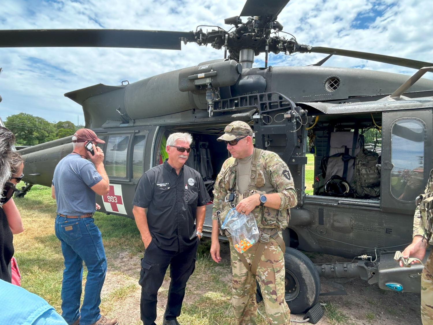 Rich Paces preparing to board a Blackhawk helicopter to view flood damage